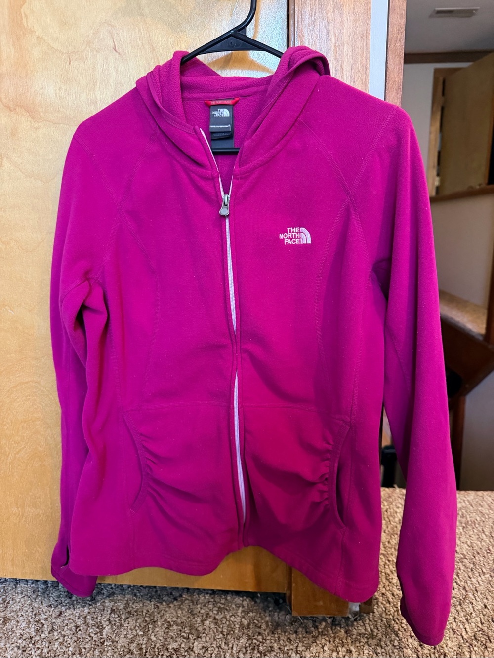 The North Face hooded fleece jacket. Front pockets size large